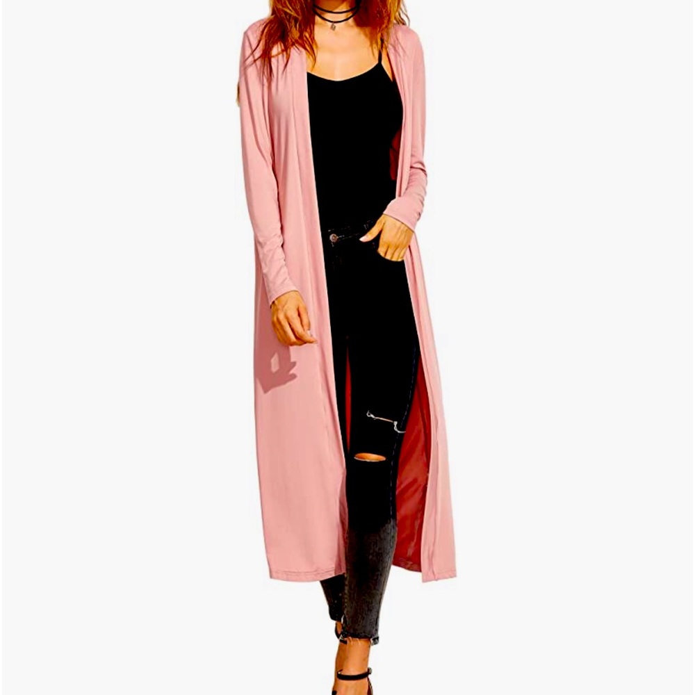 Verdusa Women's Long Sleeve Open Front Long Maxi Cardigan Longline Duster Coat